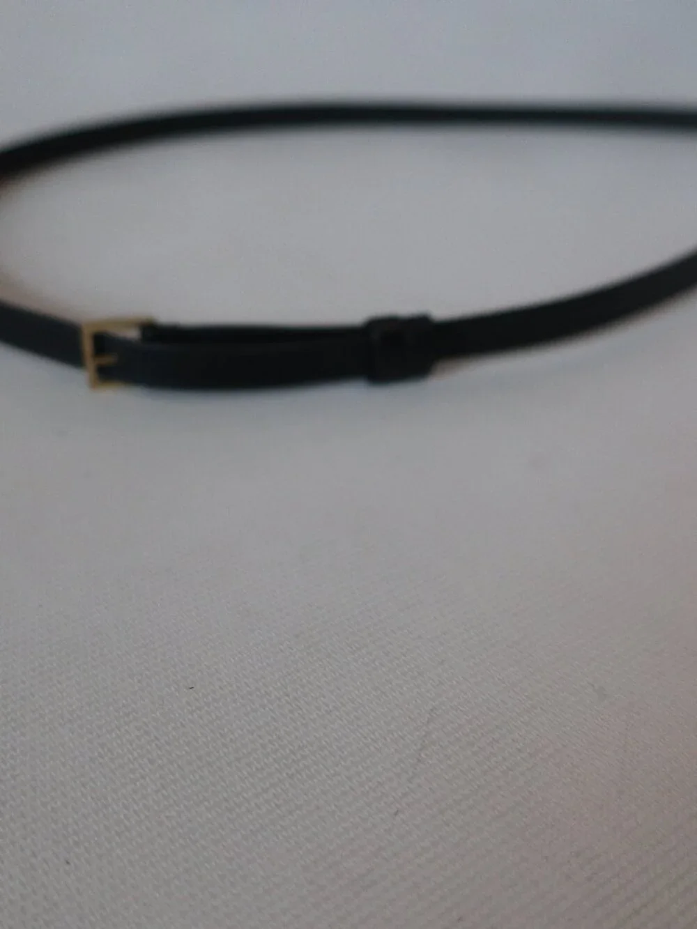 Womens Elie Saab Black Gold Buckle Leather Thin Skinny Waist Belt EU/38 US/S